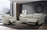 Divani Casa Prairie Modern Light Grey Leather Dual Electric Sofa Recliner with Electric Headrest