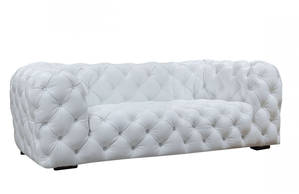 Divani Casa Dexter Transitional White Full Italian Leather Sofa