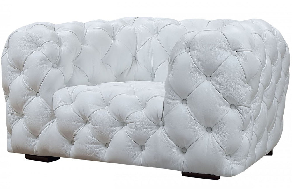 Divani Casa Dexter Transitional White Full Italian Leather Lounge Chair