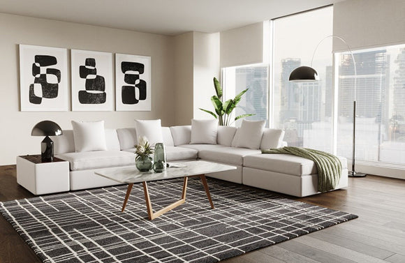 Divani Casa Dixon Modern White L- Shaped Modular Sectional Sofa