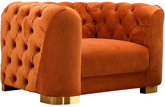 Divani Casa Duarte Modern Orange Velvet Chair
