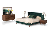 Nova Domus Durango Modern Green Fabric & Walnut Bed