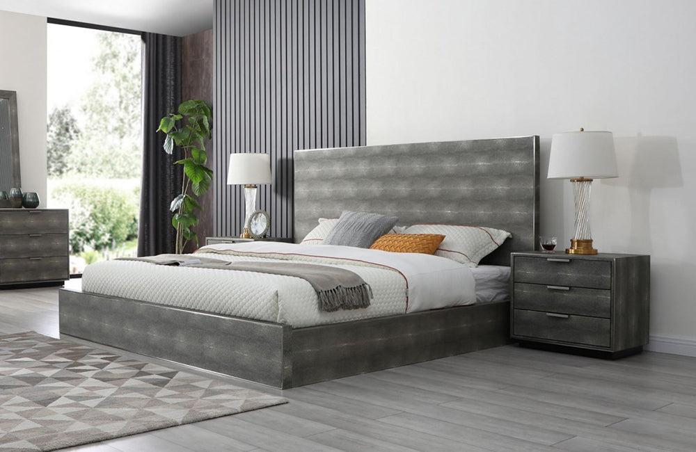 Modrest Dynasty Modern Shagreen Eastern King Bed