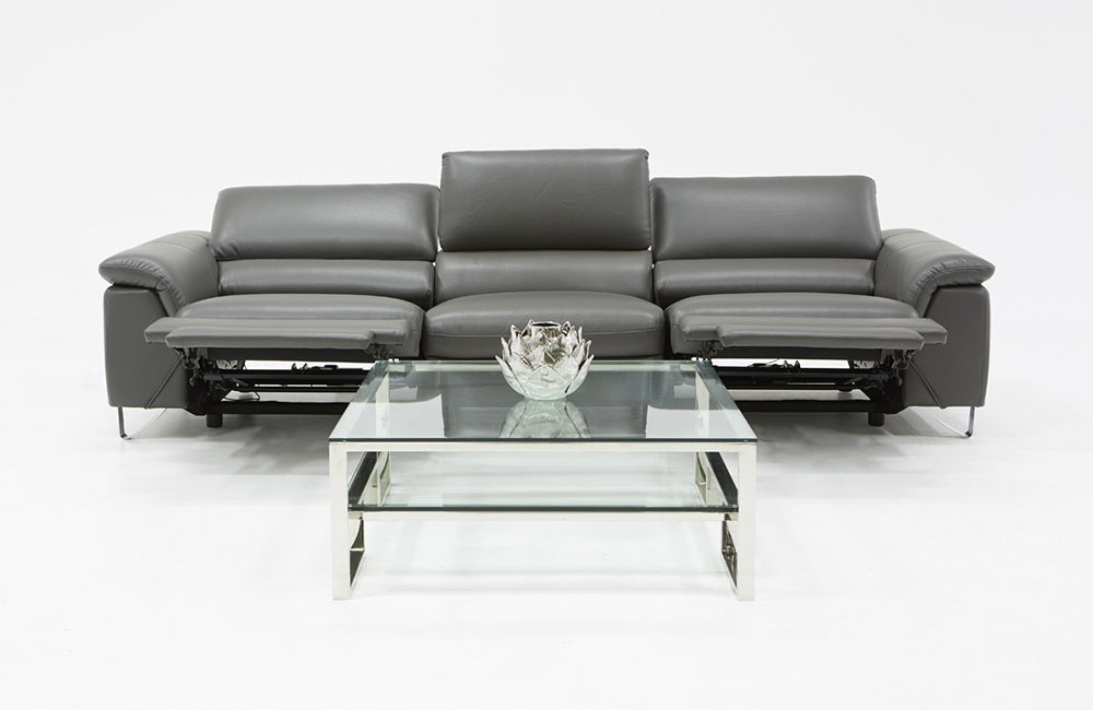 Divani Casa Maine Modern Grey Eco-Leather Sofa w/ Electric Recliners