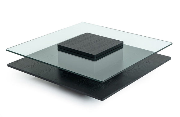 Modrest Emulsion Modern Black Oak Glass Coffee Table