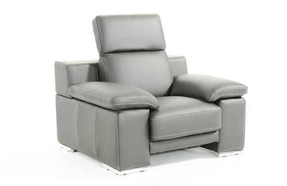 Estro Salotti Evergreen Modern Stone Grey Italian Leather Chair
