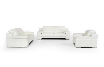 Evergreen Italian Modern Leather 3 PC Sofa Set White