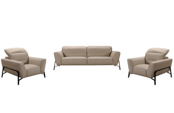 Divani Casa Evora Modern Taupe Leather Sofa & Chair Set