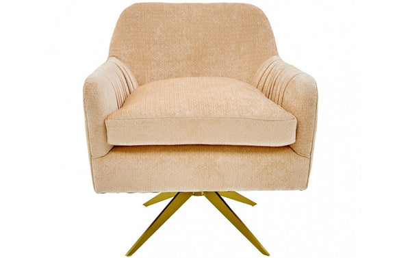 Divani Casa Abigail Modern Peach Velvet Swivel Accent Chair