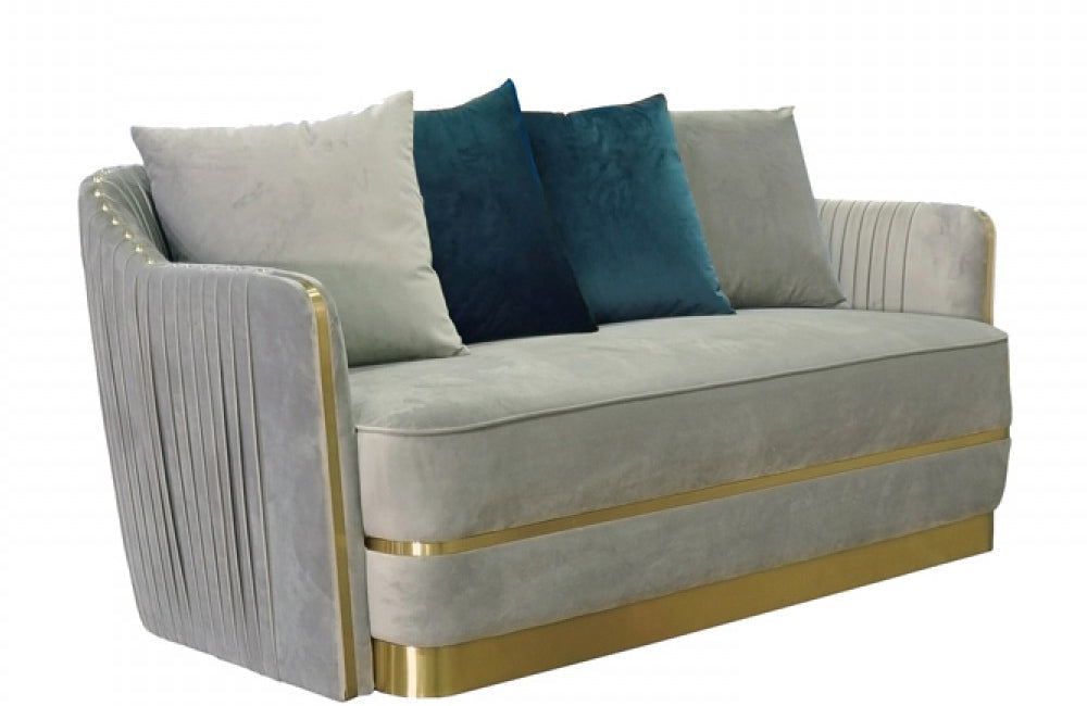 Divani Casa Ardine Modern Grey Velvet & Gold Loveseat Sofa