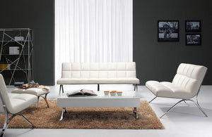Alejandra Modern White Leatherette Sofa Set