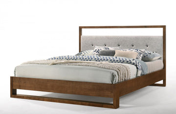 Nova Domus Falcor Modern Grey Fabric & Walnut Veneer Bed