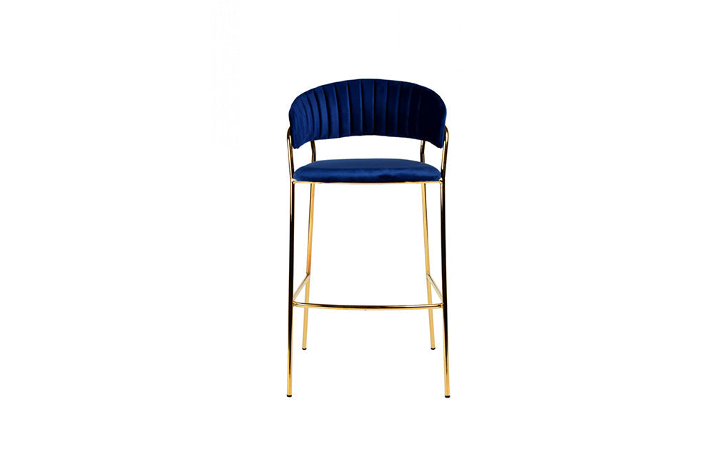 Modrest Brandy Modern Blue Fabric Bar Stool (Set of 2)