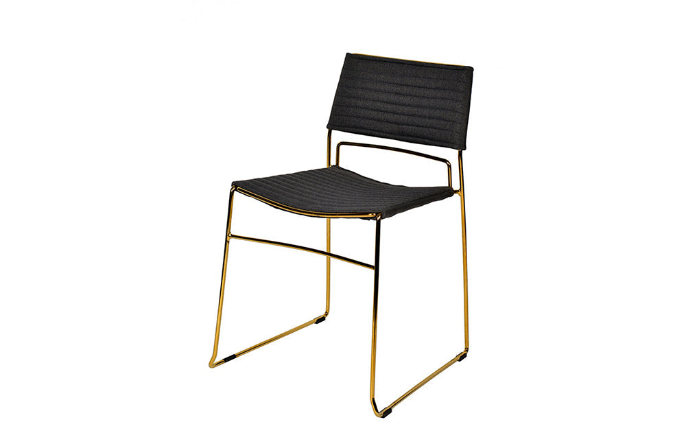 Modrest Swain Modern Grey Fabric & Gold Dining Chair (Set of 2)
