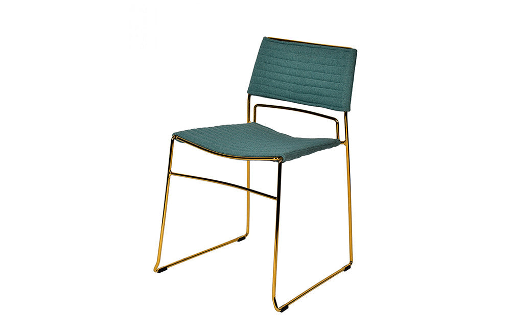 Modrest Swain Modern Green Fabric & Gold Dining Chair (Set of 2)