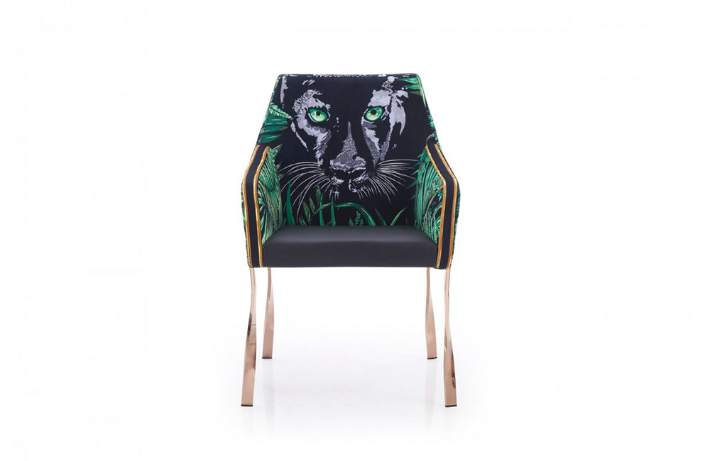 Modrest Fierce Black & Rosgold Panther Dining Chair