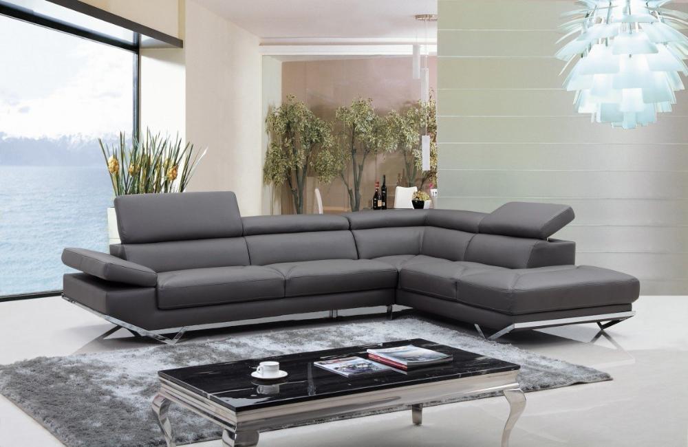 Divani Casa Quebec Modern Dark Grey Eco Leather Sectional Sofa
