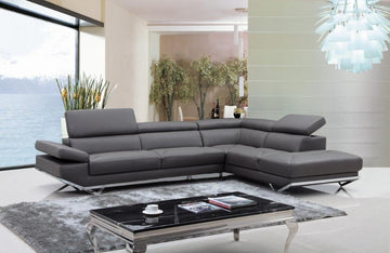 Erik Modern Dark Grey Eco-Leather Sectional Sofa