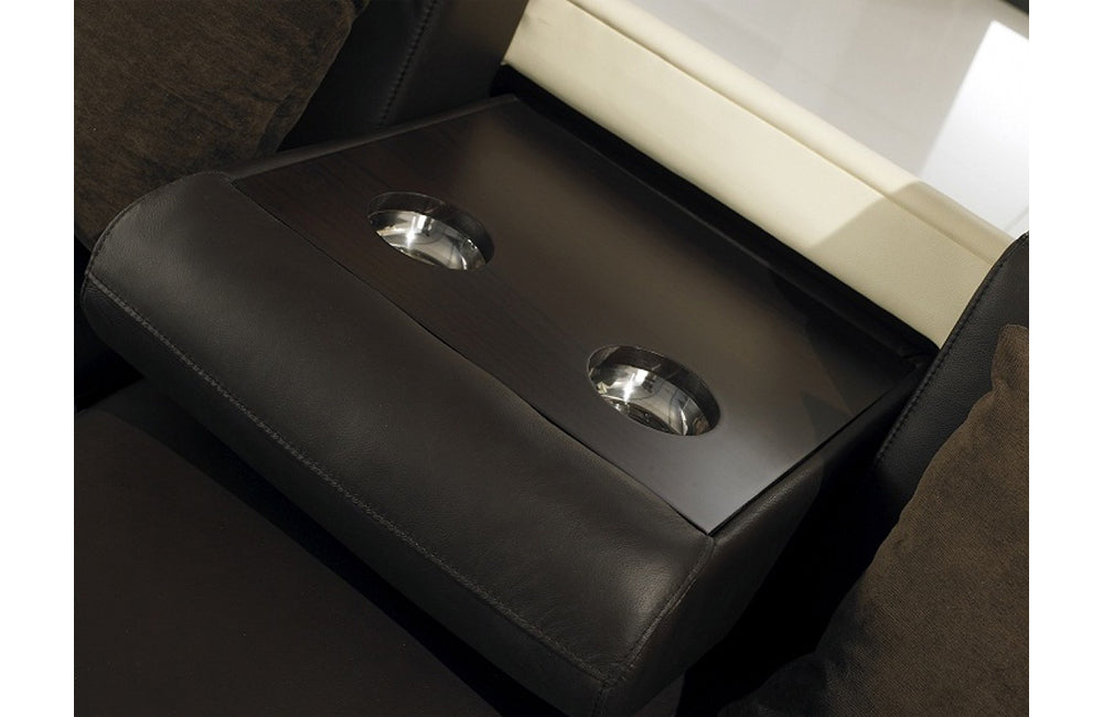 Divani Casa T27C Modern Brown + Beige Leather Sectional Sofa with Recliners