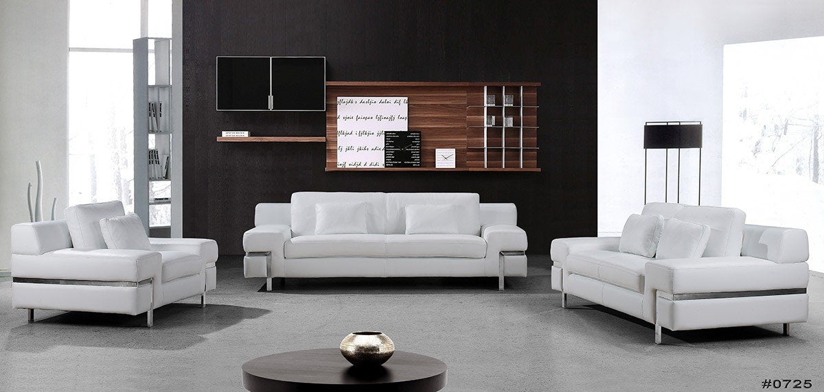 Jayda Modern White Leather Sofa Set
