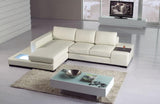 Fabian White Eco-Leather Sectional with Light