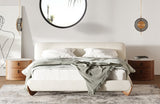 Modrest Fleury Contemporary Cream Fabric and Walnut Bed