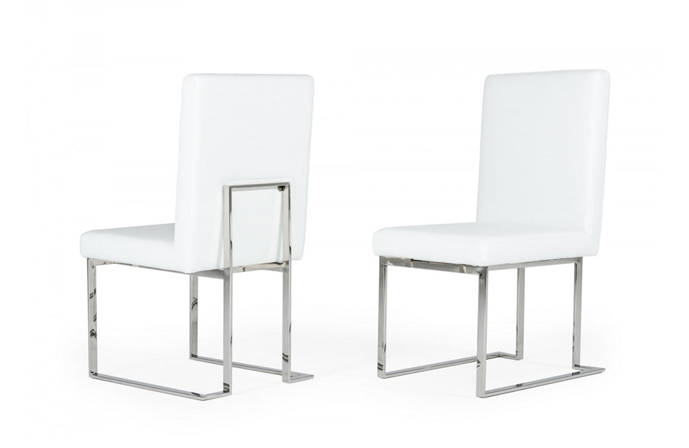 Modrest Fowler Modern White Leatherette Dining Chair Set of 2