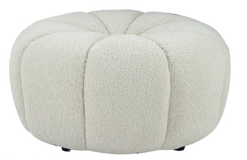 Divani Casa Gadson Contemporary White Sherpa Ottoman