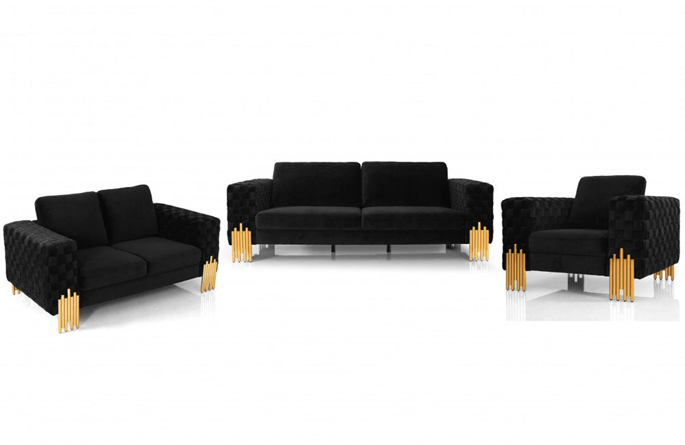Divani Casa Georgia Modern Velvet Glam Black + Gold Sofa Set | VIG ...