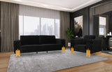 Divani Casa Georgia Modern Velvet Glam Black + Gold Sofa Set