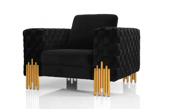 Divani Casa Georgia Modern Velvet Glam Black + Gold Chair