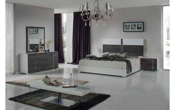 Corrado Italian Modern White & Grey Bedroom Set