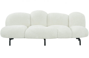 Divani Casa Glaster Contemporary White Sherpa 88" Bubble Sofa