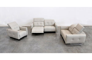 Duca Modern Leather 3 PC Sofa Set Gray