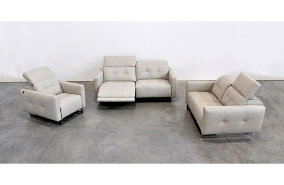 Duca Modern Leather 3 PC Sofa Set Gray