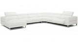 Divani Casa Hawkey Contemporary White Full Leather U Shaped Left Facing Sectional Sofa
