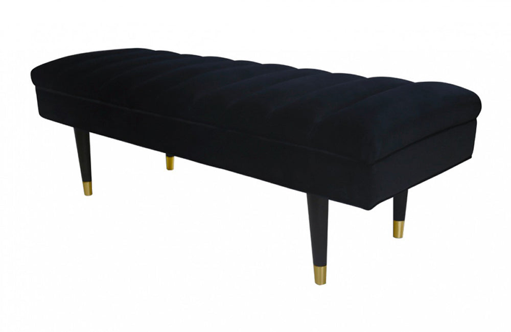 Divani Casa Ritner Modern Black Velvet Bench