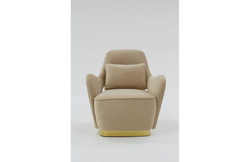 Divani Casa Visalia Modern Beige Velvet & Gold Accent Chair