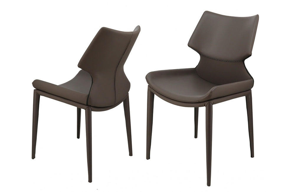 Modrest Helwig Contemporary Grey Eco-Leather Dining Chair (Set of 2)