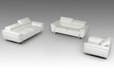 Highline Italian Modern White Top Grain Leather 3 PC Sofa Set