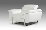 Highline Italian Modern White Top Grain Leather 3 PC Sofa Set