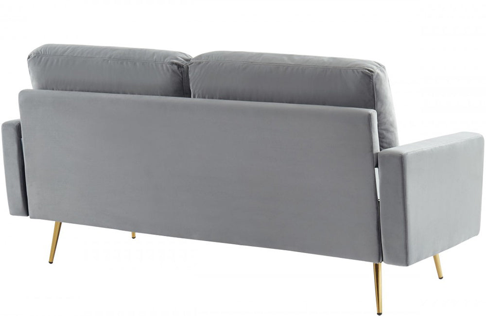 Divani Casa Huffine Modern Velvet and Metal Upholstered Sofa - Thumbnail 4