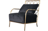Divani Casa Ignacio Glam Black Velvet & Gold Accent Chair