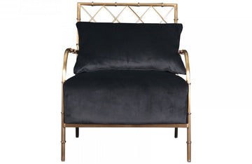 Divani Casa Ignacio Glam Black Velvet & Gold Accent Chair
