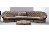 Divani Casa Cosmopolitan Mini Transitional Beige Tufted Fabric Curved Sectional Sofa