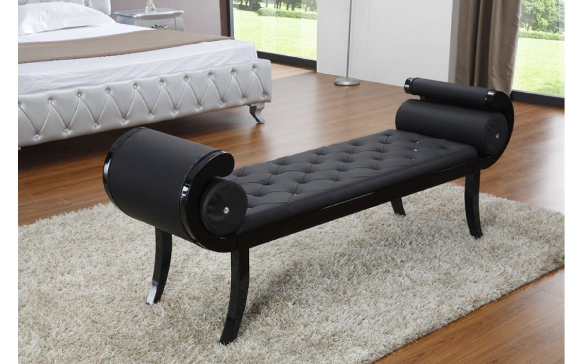 Black leather bedroom discount bench