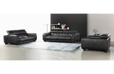 Emilia Black Italian Leather Tufted Sofa Set