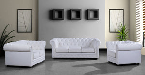 Lorenzo Modern White Half Leather Sofa Set