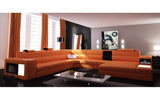 Polaris Contemporary Bonded Leather Sectional Sofa Orange