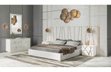 Modrest Nixa Modern White Bonded Leather & Gold Bed